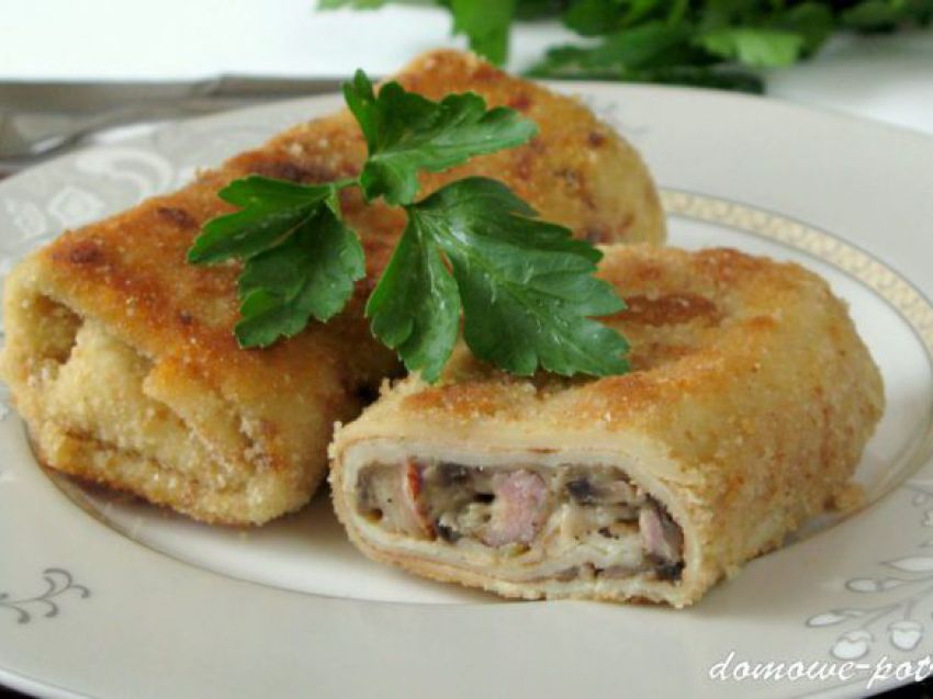 Krokiety z szynką, pieczarkami i serem Krokiety z szynką, pieczarkami i serem