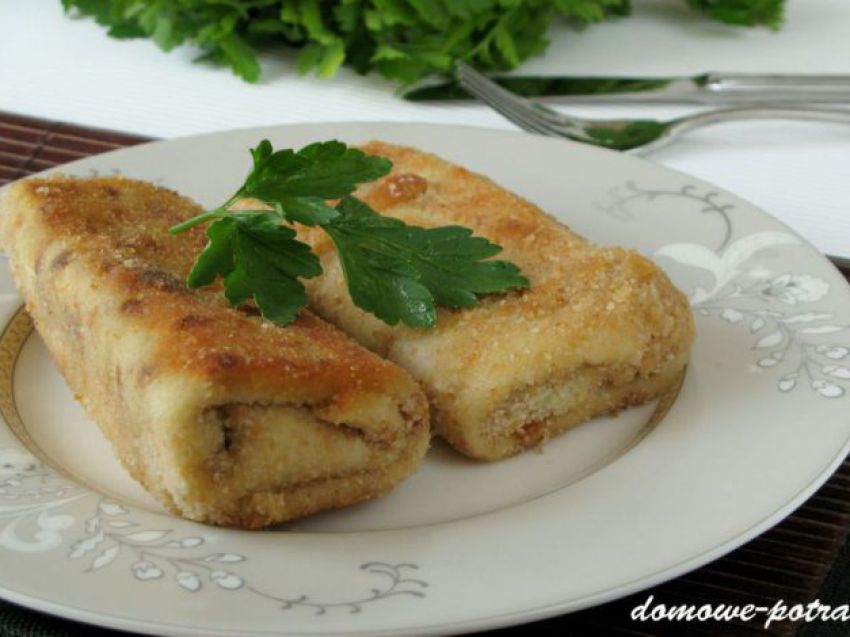 Krokiety z szynką, pieczarkami i serem Krokiety z szynką, pieczarkami i serem