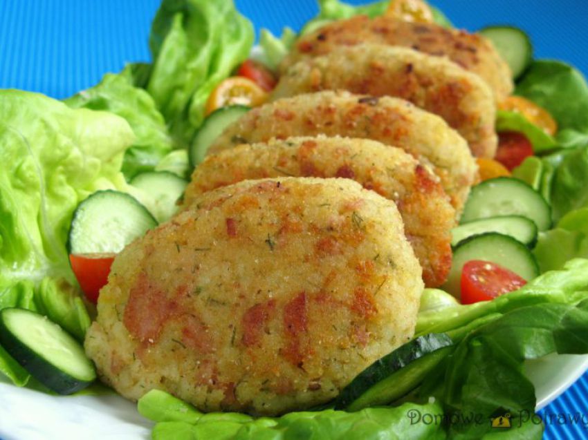 Kotlety ryżowe z szynką i żółtym serem Kotlety ryżowe z szynką i żółtym serem