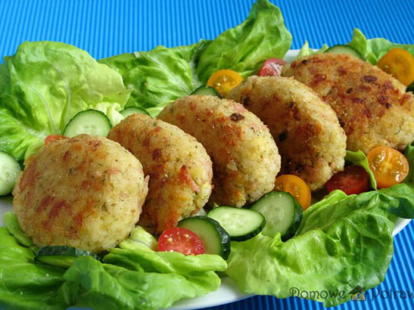 Kotlety ryżowe z szynką i żółtym serem Kotlety ryżowe z szynką i żółtym serem