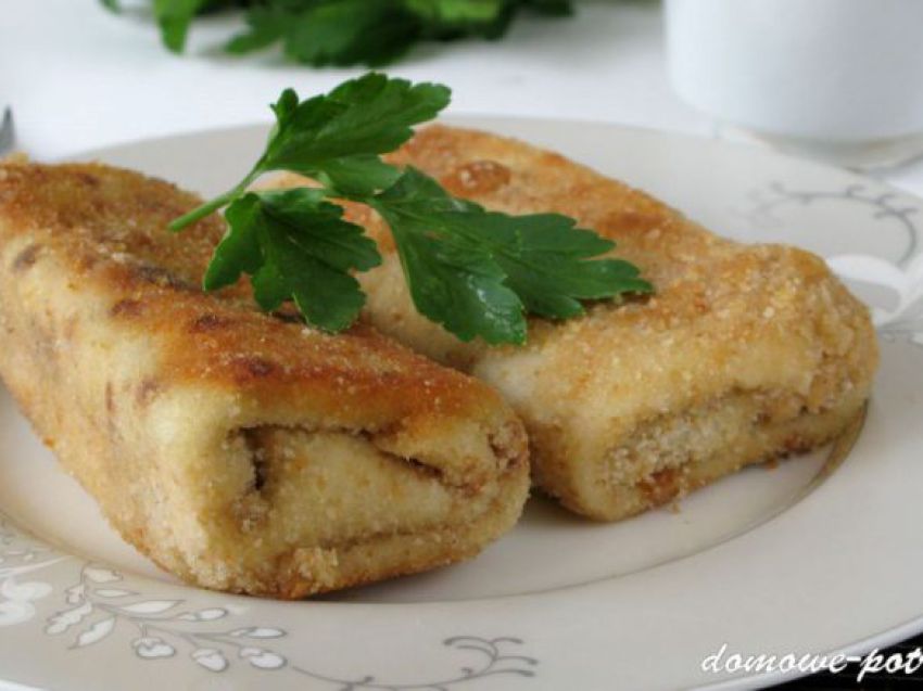 Krokiety z szynką, pieczarkami i serem Krokiety z szynką, pieczarkami i serem