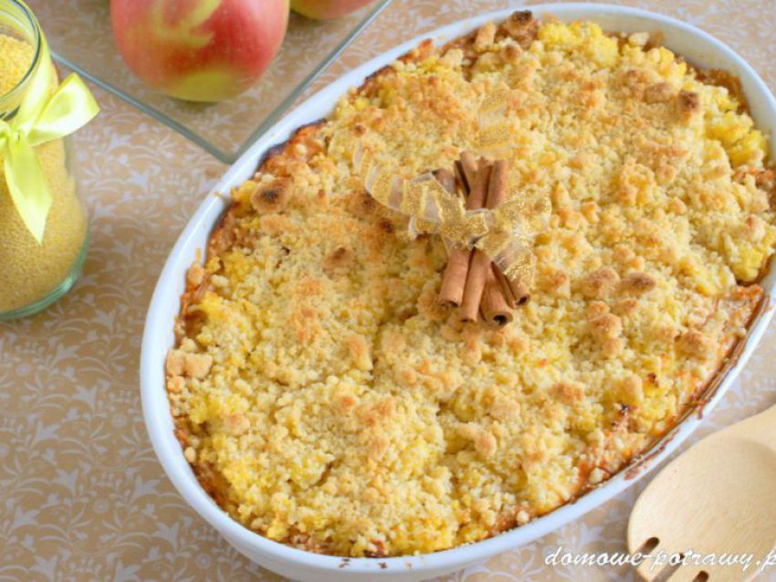 Zapiekanka z kaszy jaglanej z serem na słodko Zapiekanka z kaszy jaglanej z serem na słodko