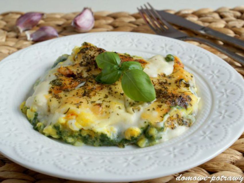 Ryż zapiekany z jajkami i szpinakiem Ryż zapiekany z jajkami i szpinakiem