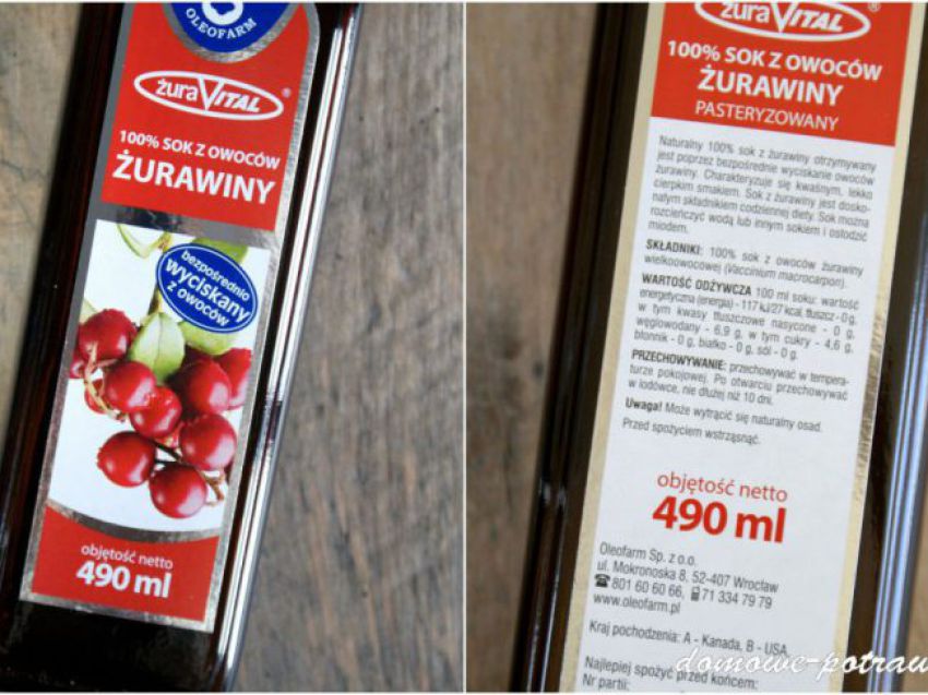 Naturalne soki Oleofarm z owoców żurawiny i czarnej porzeczki Naturalne soki Oleofarm z owoców żurawiny i czarnej porzeczki