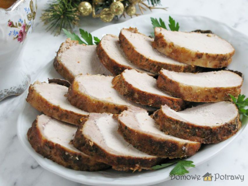 Schab pieczony z grzybami